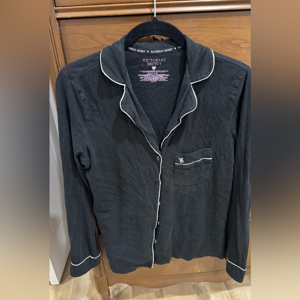 Victoria's Secret Black Button-Up Pajama Top